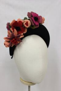 Felt flower hairband millinery available to buy.
